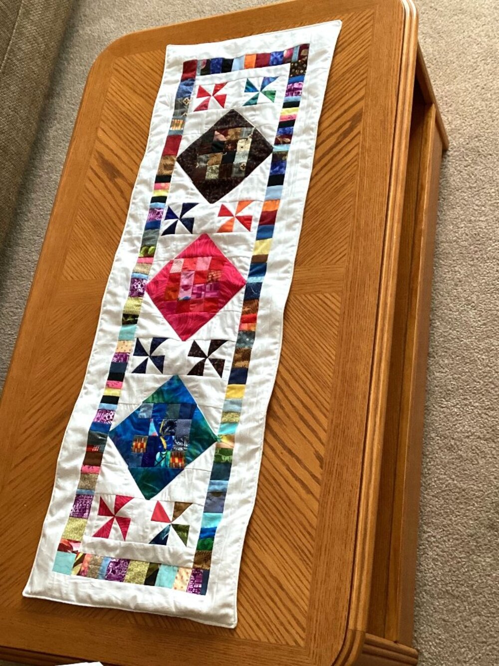 Handmade Small Quilted Scrappy Coffee Dinning Table Runner Home Decor Linens